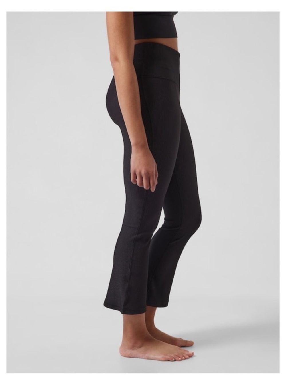 Athleta Elation Rib Crop Flare Leggings in Black Size Medium - Picture 3 of 10